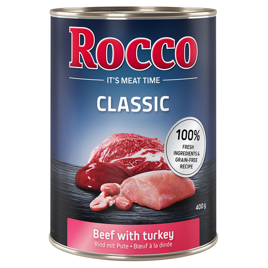 Rocco Classic -säästöpakkaus 24 x 400 g - nauta ja kalkkuna
