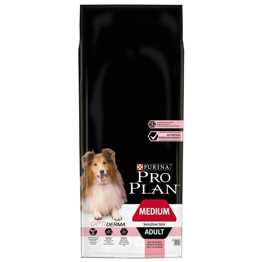 PRO PLAN Medium Adult Sensitive Skin OPTIDERMA - säästöpakkaus: 2 x 14 kg