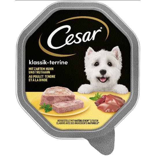 Cesar koiranruoka 28 x 150 g: 24 + 4 rasiaa kaupan päälle! - Classic, kana & kalkkuna (28 x 150 g)