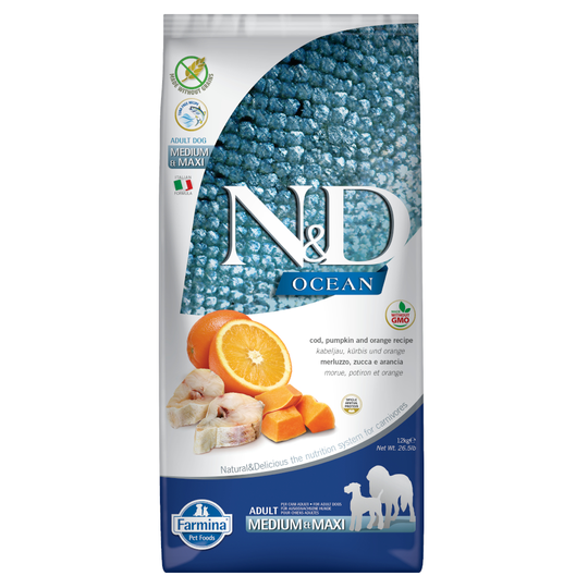 Farmina N&D Ocean Grain Free Cod, Pumpkin & Orange Medium & Maxi - 12 kg