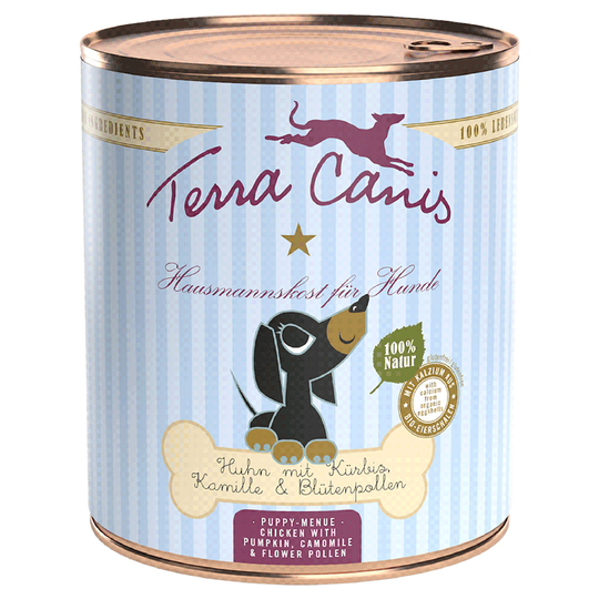 Terra Canis -penturuoka 6 x 800 g - kana, kurpitsa, kamomilla & kukkien siitepöly