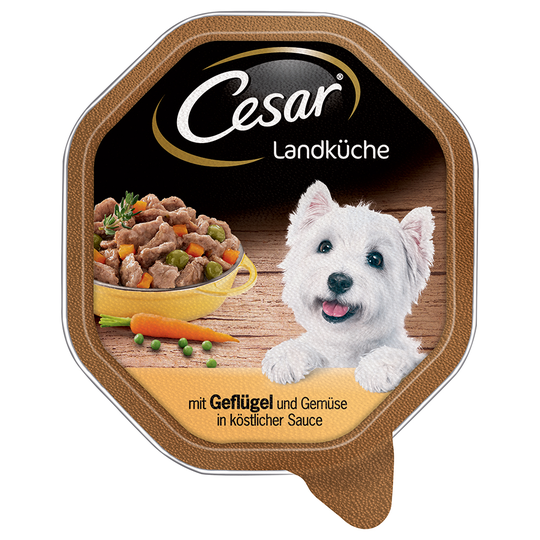 Cesar koiranruoka 28 x 150 g: 24 + 4 rasiaa kaupan päälle! - Country Kitchen, siipikarja & vihannekset kastikkeessa (28 x 150 g)