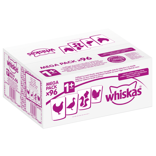 80 + 16 kaupan päälle! 96 x 100 g Whiskas-kissanruoka - Adult 1+ siipikarjavalikoima kastikkeessa