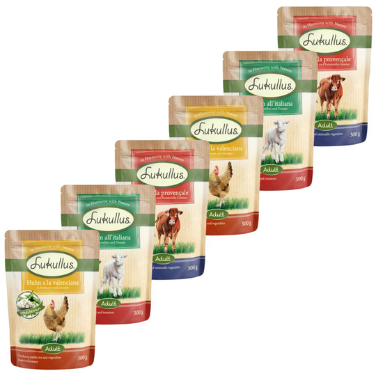 Lukullus Pouches -tuorepussit, Mediterranean - 6 x 300 g