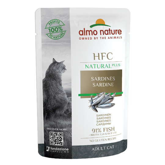 Säästöpakkaus Almo Nature HFC Natural Plus 24 x 55 g - sardiini