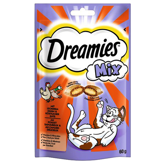 4 + 2 kaupan päälle! 6 x 60 g Dreamies-kissanherkkuja - kana & ankka