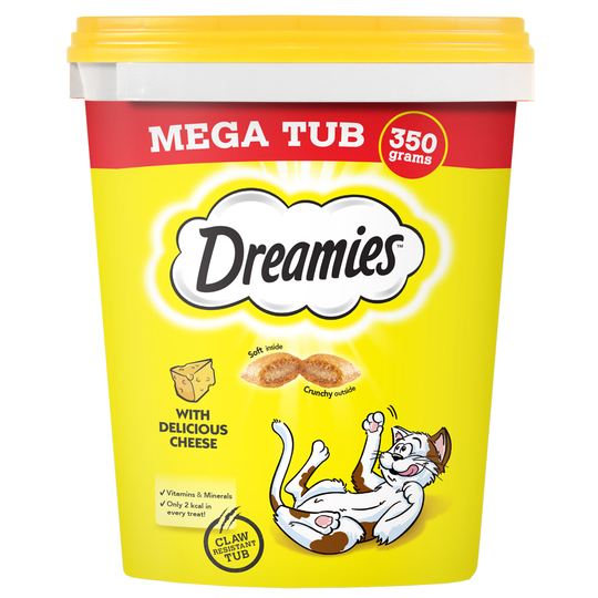 Dreamies-kissanherkut erikoishintaan! - Mega Tub, juusto (350 g)