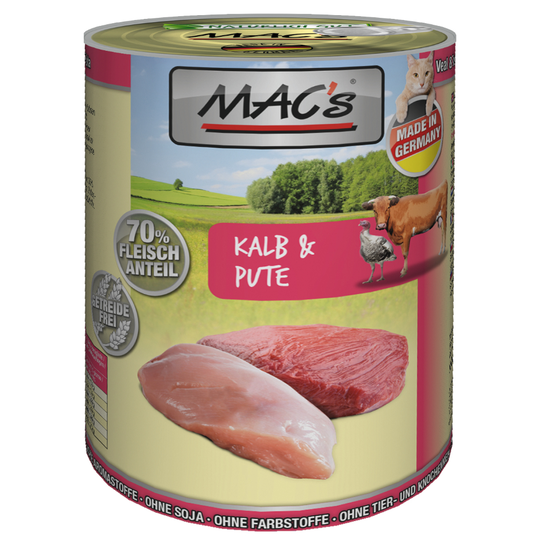 MAC´s Cat -säästöpakkaus 24 x 400 g - vasikka & kalkkuna
