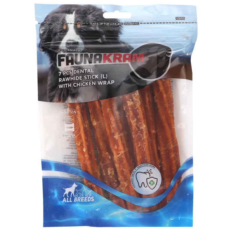 Koirien Dental Sticks Naudannahka & Kana (L) 7kpl - 25% alennus